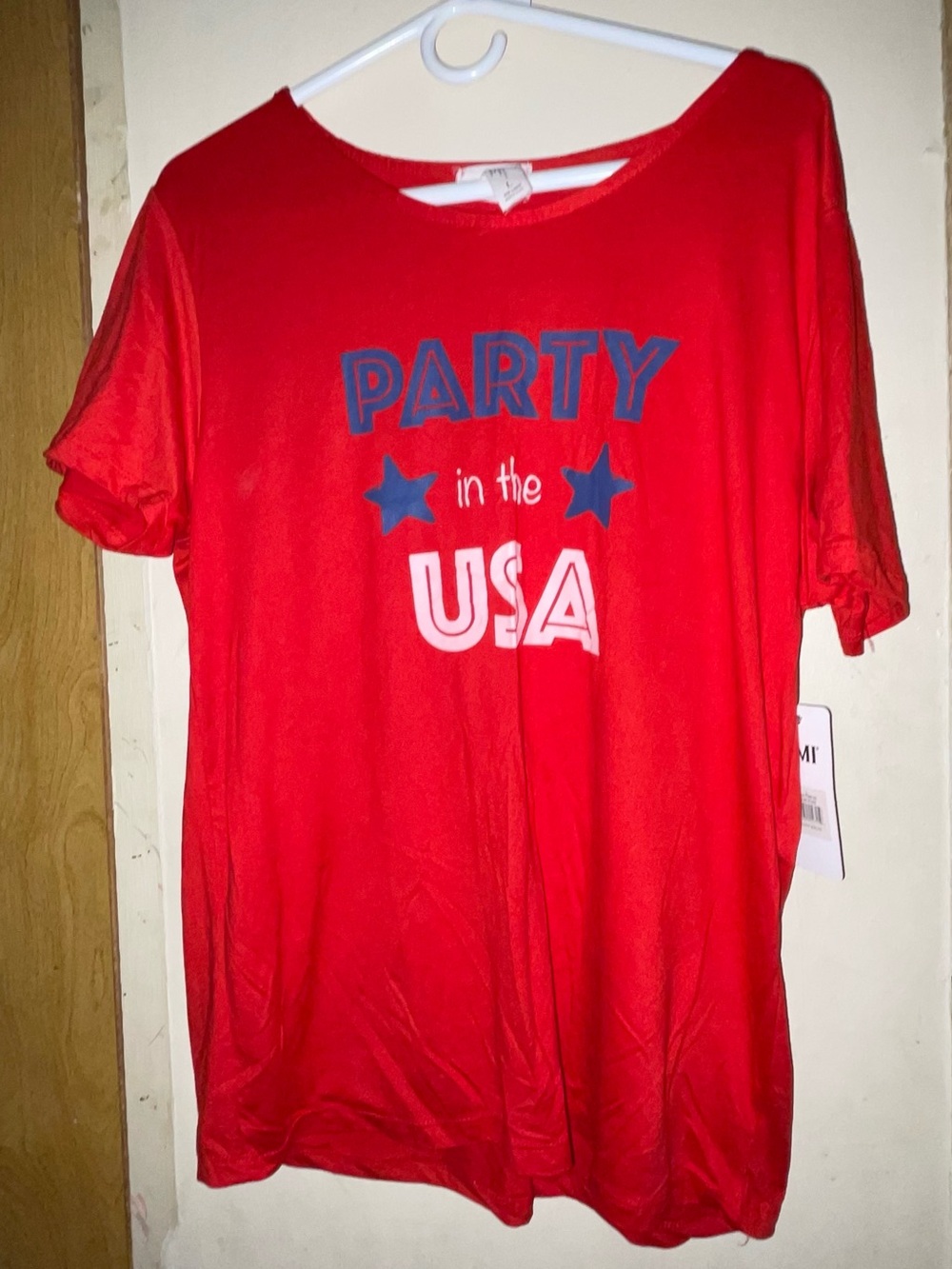 YMI Red Graphic 'Party in the USA' Tee with Blue and White Accents